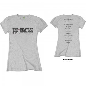 The Beatles Ladies T-Shirt: Budokan Set List (Grey) (Back Print) (Medium)
