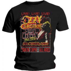 Ozzy Osbourne Unisex T-Shirt: Diary of a Madman Tour (Black) (Large)