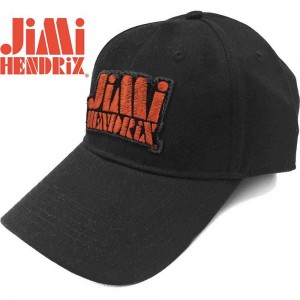 Jimi Hendrix Unisex Baseball Cap: Orange Stencil Logo (Black)