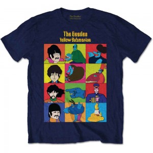 The Beatles Unisex T-Shirt: Yellow Submarine Characters (Navy Blue) (Large)