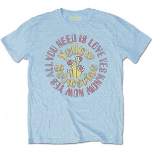 The Beatles Unisex T-Shirt: Yellow Submarine All You Need Is Love Circle Vintage (Light Blue) (XX-Large)