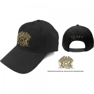 Queen Unisex Baseball Cap: Gold Classic Crest (Black)