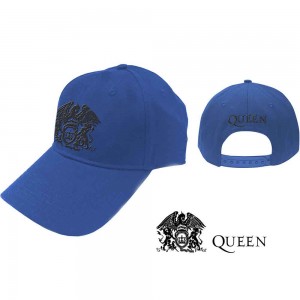 Queen Unisex Baseball Cap: Black Classic Crest (Blue)