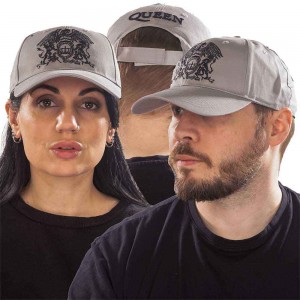 Queen Unisex Baseball Cap: Black Classic Crest (Grey)