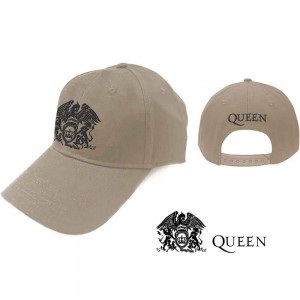 Queen Unisex Baseball Cap: Black Classic Crest (Sand)