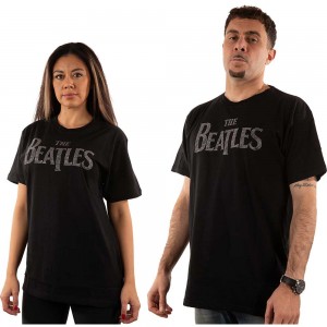 The Beatles Unisex T-Shirt: Drop T Crystals (Black) (Embellished) (Medium)