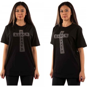 Black Sabbath Unisex T-Shirt: Cross (Black) (Embellished) (Large)