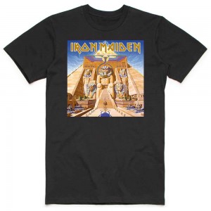 Iron Maiden Unisex T-Shirt: Powerslave Album Cover Box (Black) (X-Large)
