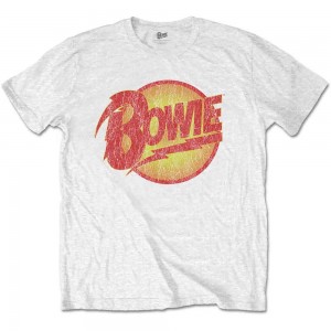 David Bowie Unisex T-Shirt: Vintage Diamond Dogs Logo (White) (Small)