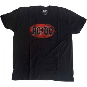 AC/DC Unisex T-Shirt: Oval Logo Vintage (Black) (X-Large)