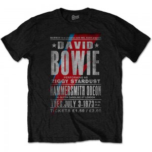 David Bowie Unisex T-Shirt: Hammersmith Odeon (Black) (X-Large)