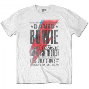 David Bowie Unisex T-Shirt: Hammersmith Odeon (White) (Large)