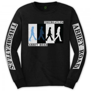 The Beatles Unisex Long Sleeve T-Shirt: Abbey Road Colours Crossing (Black) (Sleeve Print) (Small)