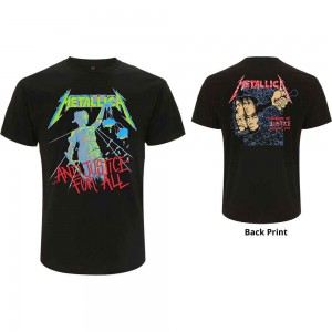 Metallica Unisex T-Shirt: And Justice For All (Original) (Black) (Back Print) (X-Large)
