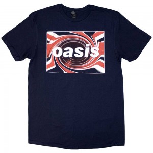 Oasis Unisex T-Shirt: Union Jack (Navy Blue) (X-Large)
