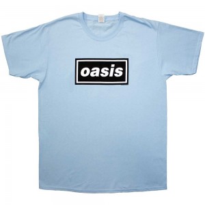 Oasis Unisex T-Shirt: Decca Logo (Light Blue) (Large)