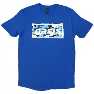 Oasis Unisex T-Shirt: Camo Logo (Blue) (X-Large)