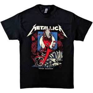 Metallica Unisex T-Shirt: Enter Sandman Poster (Black) (Medium)