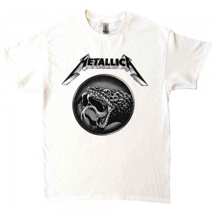 Metallica Unisex T-Shirt: Black Album Poster (White) (Medium)