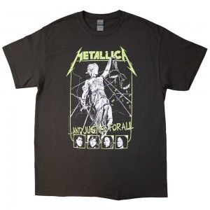 Metallica Unisex T-Shirt: Justice Faces (Charcoal Grey) (Large)