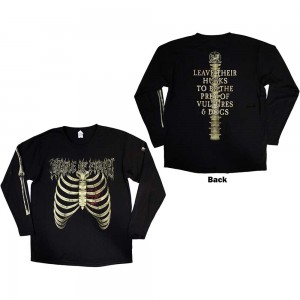 Cradle Of Filth Unisex Long Sleeve T-Shirt: Skeleton (Black) (Back & Sleeve Print) (Small)