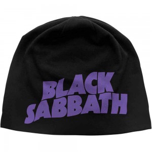 Black Sabbath Unisex Beanie Hat: Purple Logo JD Print (Black)