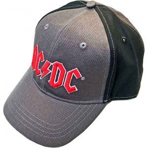 AC/DC Unisex Baseball Cap: Red Logo (Charcoal Grey & Black) (2-Tone)