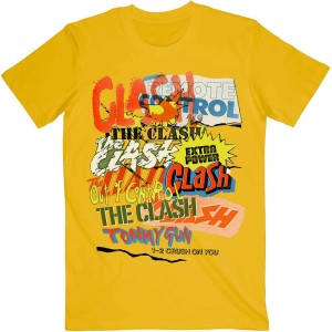 The Clash Unisex T-Shirt: Singles Collage Text (Yellow) (XX-Large)