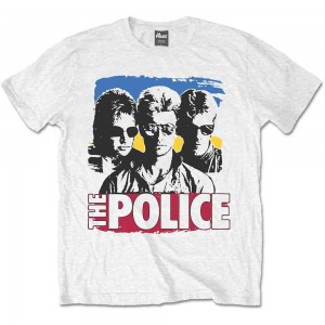The Police Unisex T-Shirt: Band Photo Sunglasses (White) (X-Large)