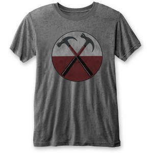 Pink Floyd Unisex Burnout T-Shirt: The Wall Hammers (Charcoal Grey) (Small)