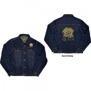 Queen Unisex Denim Jacket: Classic Crest (Back Print) (Medium)