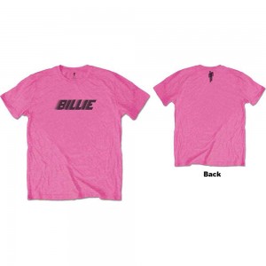 Billie Eilish Kids T-Shirt: Racer Logo & Blohsh (Pink) (Back Print) (11-12 Years)