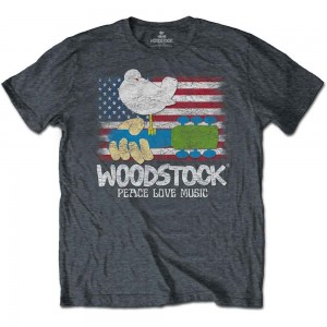 Woodstock Unisex T-Shirt: Flag (Heather Grey) (Small)