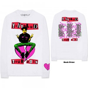 Yungblud Unisex Long Sleeve T-Shirt: Tour (White) (Back & Sleeve Print) (Large)