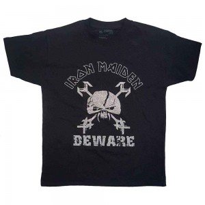 Iron Maiden Kids T-Shirt: Beware (Black) (Glitter Print) (9-10 Years)