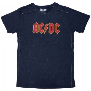 AC/DC Unisex T-Shirt: Logo (Navy Blue) (Wash Collection) (X-Large)