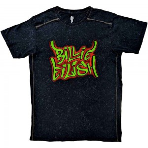 Billie Eilish Unisex T-Shirt: Graffiti (Black) (Wash Collection) (X-Large)