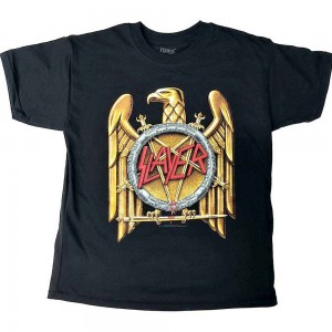 Slayer Kids T-Shirt: Gold Eagle (Black) (11-12 Years)