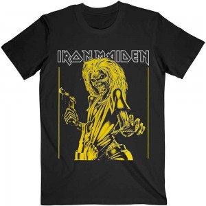 Iron Maiden Unisex T-Shirt: Yellow Flyer (Black) (Large)