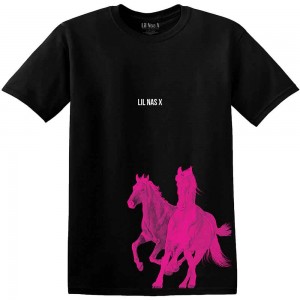 Lil Nas X Unisex T-Shirt: Pink Horses (Black) (Medium)