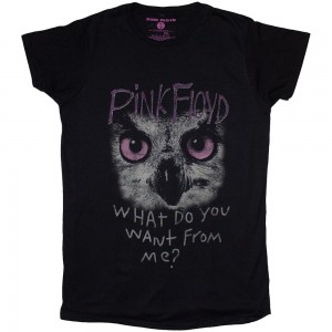 Pink Floyd Ladies T-Shirt: Owl - WDYWFM? (Black) (Small)
