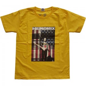 Jimi Hendrix Kids T-Shirt: Peace Flag (Yellow) (13-14 Years)