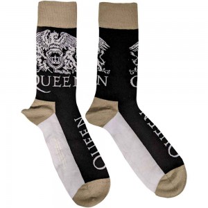 Queen Unisex Ankle Socks: Crest & Logo (Black) (UK Size 7 - 11)