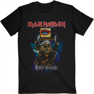 Iron Maiden Unisex T-Shirt: Holy Smoke Space Triangle (Black) (Medium)