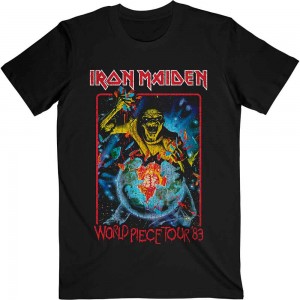 Iron Maiden Unisex T-Shirt: World Piece Tour ´84 V.1. (Black) (X-Large)