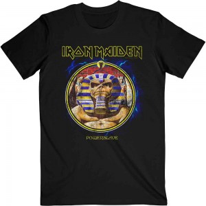 Iron Maiden Unisex T-Shirt: Powerslave Mummy Circle (Black) (X-Large)