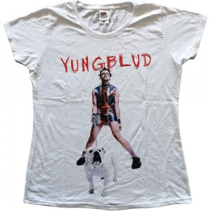 Yungblud Ladies T-Shirt: Strawberry Lipstick (White) (Large)