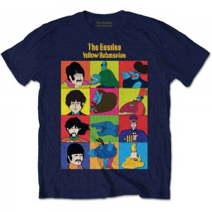 The Beatles Kids T-Shirt: Yellow Submarine Sub Characters (Navy Blue) (11-12 Years)