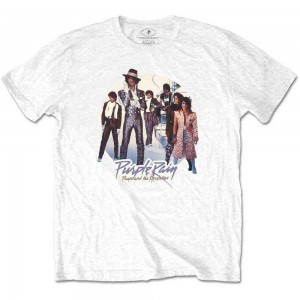 Prince Unisex T-Shirt: Purple Rain Circle (White) (Large)