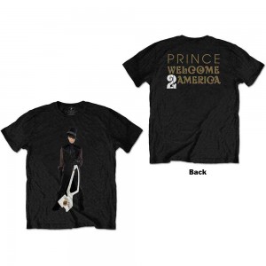 Prince Unisex T-Shirt: W2A White Guitar (Black) (Back Print) (Small)